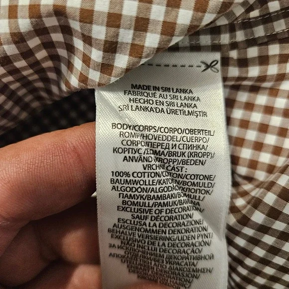 Ralph Lauren Classic Fit Gingham Shirt Mens Medium Brown White Check Long Sleeve - Picture 7 of 8